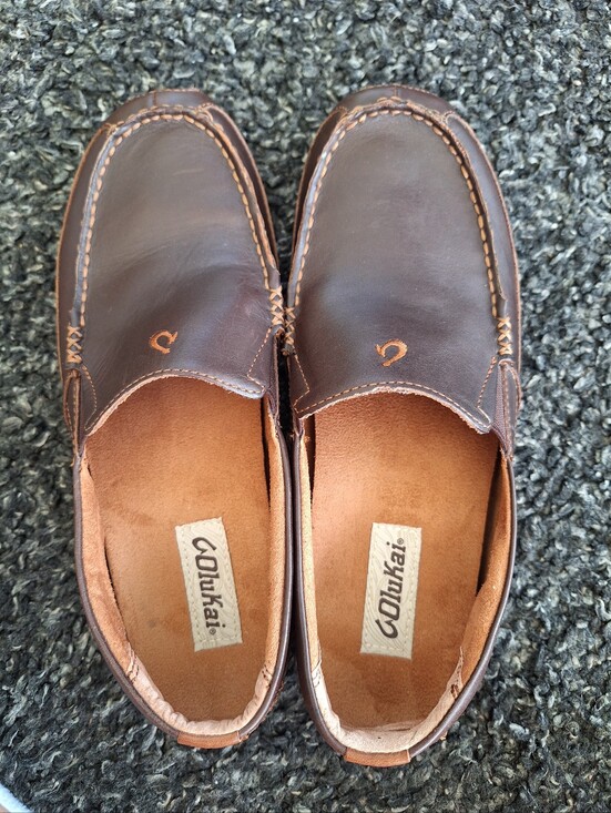 OluKai Akepa Moc Men\'s 9 Dark Brown Leather Slip On Loafers Moccasins Comfort main image 10